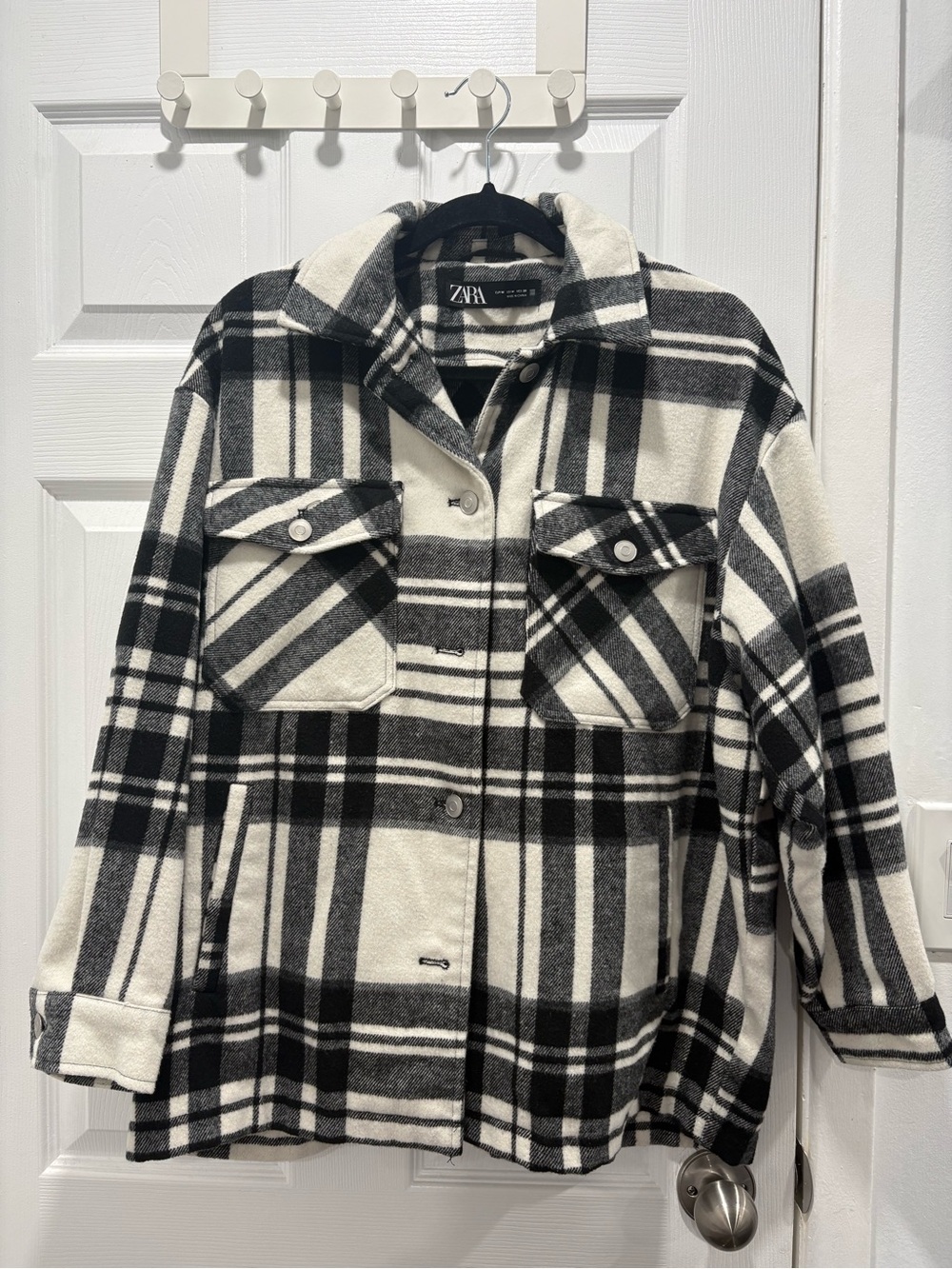 Zara Black & White Plaid Utility Shacket